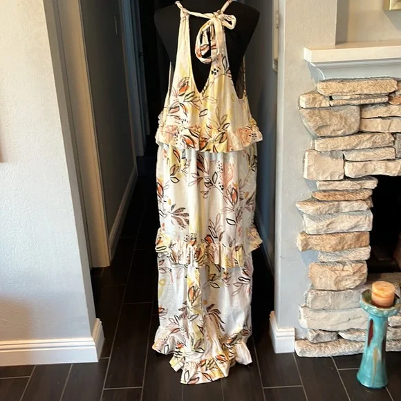 Free People Ruffled Oversized Cream Maxi Dress - Picture 8 of 10